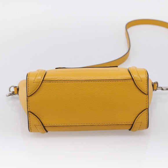 CELINE Luggage Nano Hand Bag Leather 2way Yellow Gold Auth 204834M