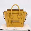 CELINE Luggage Nano Hand Bag Leather 2way Yellow Gold Auth 204834M-27