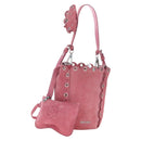 Miu Miu Shoulder Bag Suede Pink Silver Auth 204837A-1