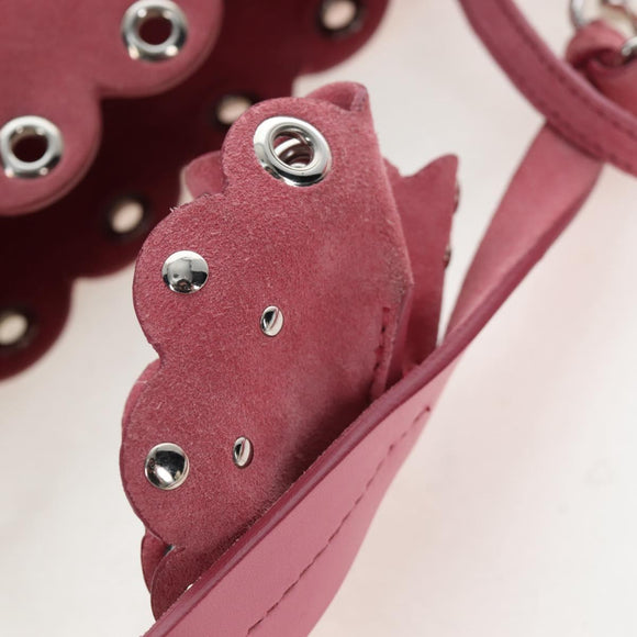 Miu Miu Shoulder Bag Suede Pink Silver Auth 204837A