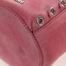 Miu Miu Shoulder Bag Suede Pink Silver Auth 204837A-20