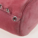 Miu Miu Shoulder Bag Suede Pink Silver Auth 204837A-21