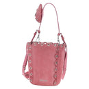 Miu Miu Shoulder Bag Suede Pink Silver Auth 204837A-13