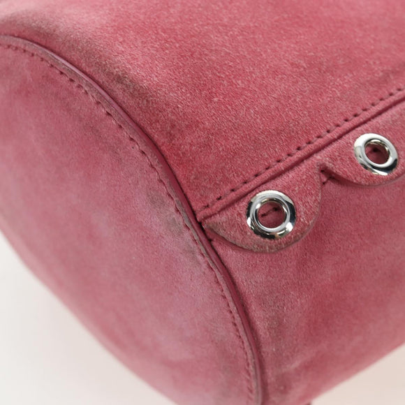 Miu Miu Shoulder Bag Suede Pink Silver Auth 204837A