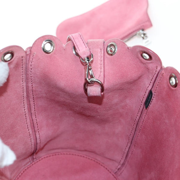 Miu Miu Shoulder Bag Suede Pink Silver Auth 204837A