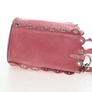 Miu Miu Shoulder Bag Suede Pink Silver Auth 204837A-5