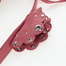 Miu Miu Shoulder Bag Suede Pink Silver Auth 204837A-14
