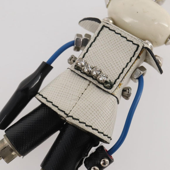 PRADA Robot Key Holder Saffiano leather White LV Auth 204840M