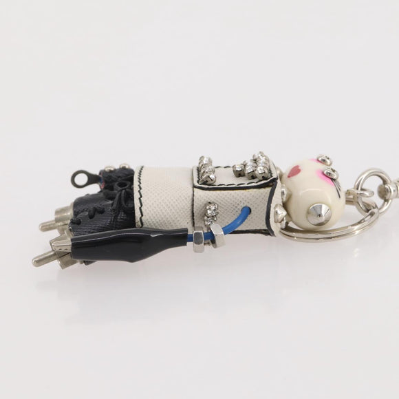 PRADA Robot Key Holder Saffiano leather White LV Auth 204840M