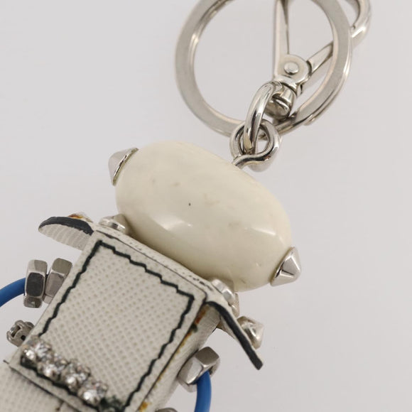 PRADA Robot Key Holder Saffiano leather White LV Auth 204840M