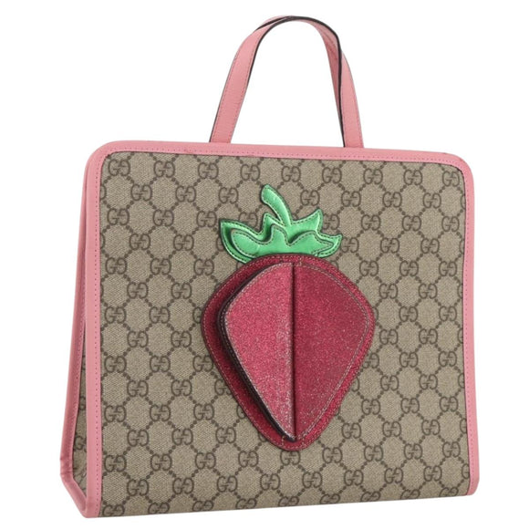GUCCI GG Supreme Children's Hand Bag PVC Beige 630589 Auth 204842A