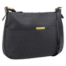 FENDI Zucchino Canvas Shoulder Bag PVC Black Gold Auth 204845-1