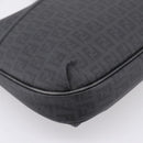 FENDI Zucchino Canvas Shoulder Bag PVC Black Gold Auth 204845-15