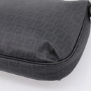 FENDI Zucchino Canvas Shoulder Bag PVC Black Gold Auth 204845-16