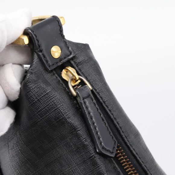 FENDI Zucchino Canvas Shoulder Bag PVC Black Gold Auth 204845