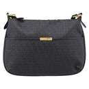 FENDI Zucchino Canvas Shoulder Bag PVC Black Gold Auth 204845-13