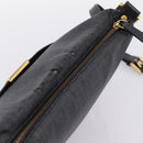 FENDI Zucchino Canvas Shoulder Bag PVC Black Gold Auth 204845-6