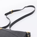 FENDI Zucchino Canvas Shoulder Bag PVC Black Gold Auth 204845-14