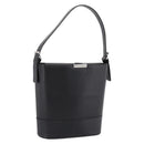 BURBERRY Shoulder Bag Leather Black Silver Auth 204846-1