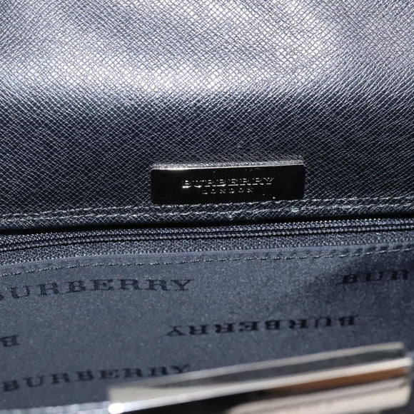 BURBERRY Shoulder Bag Leather Black Silver Auth 204846