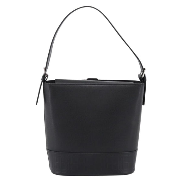 BURBERRY Shoulder Bag Leather Black Silver Auth 204846