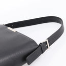 BURBERRY Shoulder Bag Leather Black Silver Auth 204846-8
