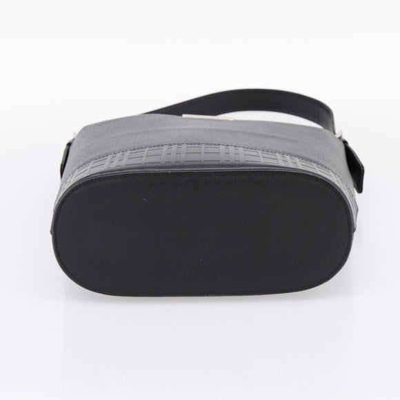 BURBERRY Shoulder Bag Leather Black Silver Auth 204846