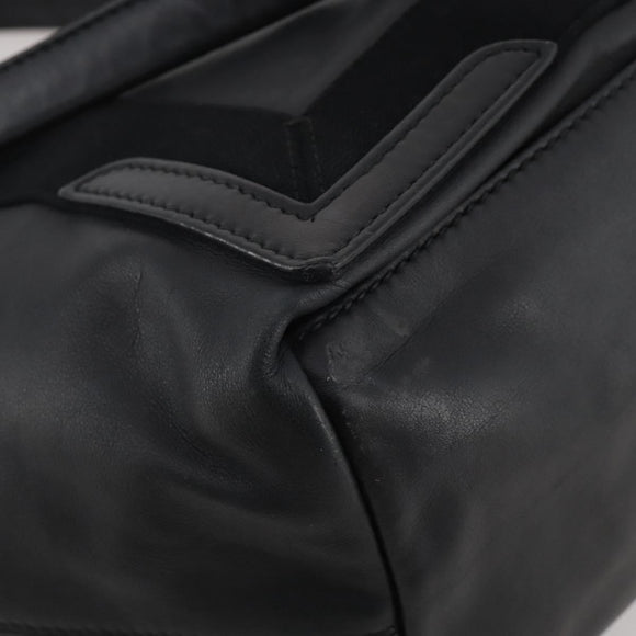 BALENCIAGA Navy Cabas Hand Bag Leather Black Silver 339933 Auth 204847