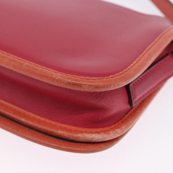 LOEWE Shoulder Bag Leather Red Gold Auth 204848