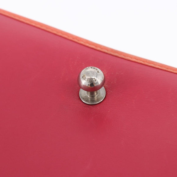 LOEWE Shoulder Bag Leather Red Gold Auth 204848