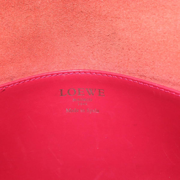 LOEWE Shoulder Bag Leather Red Gold Auth 204848