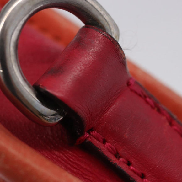 LOEWE Shoulder Bag Leather Red Gold Auth 204848