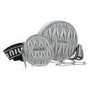Miu Miu Matelasse Chain Shoulder Bag Leather 2way Silver Auth 204852M-1