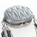 Miu Miu Matelasse Chain Shoulder Bag Leather 2way Silver Auth 204852M-15