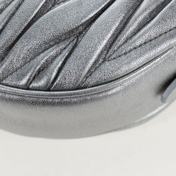 Miu Miu Matelasse Chain Shoulder Bag Leather 2way Silver Auth 204852M