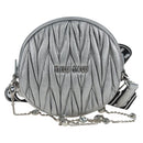 Miu Miu Matelasse Chain Shoulder Bag Leather 2way Silver Auth 204852M-2