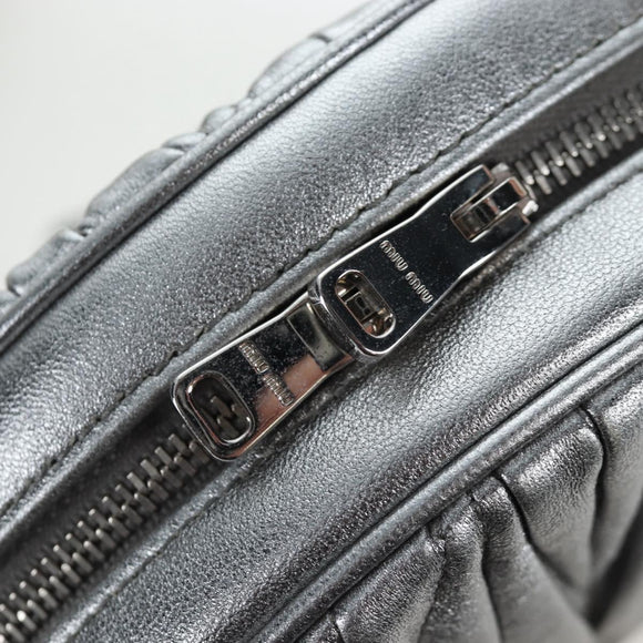 Miu Miu Matelasse Chain Shoulder Bag Leather 2way Silver Auth 204852M