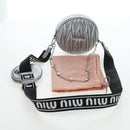 Miu Miu Matelasse Chain Shoulder Bag Leather 2way Silver Auth 204852M-29