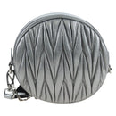 Miu Miu Matelasse Chain Shoulder Bag Leather 2way Silver Auth 204852M-3