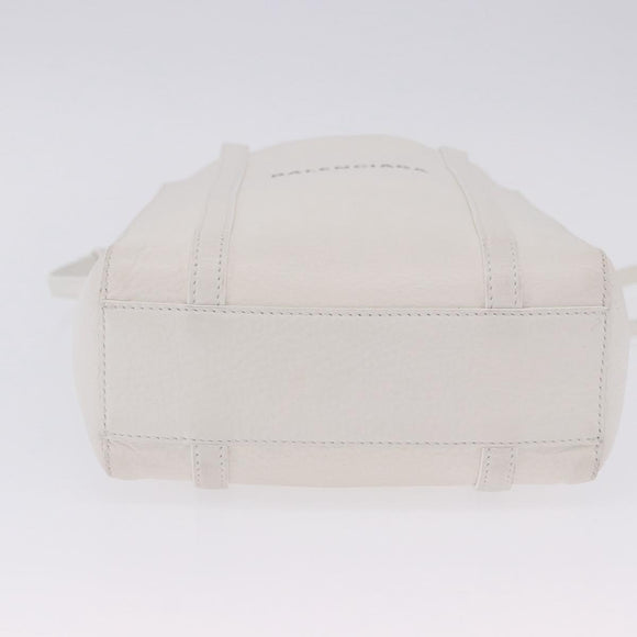 BALENCIAGA Everyday XXS Hand Bag Leather 2way White Silver 551815 Auth 204853A