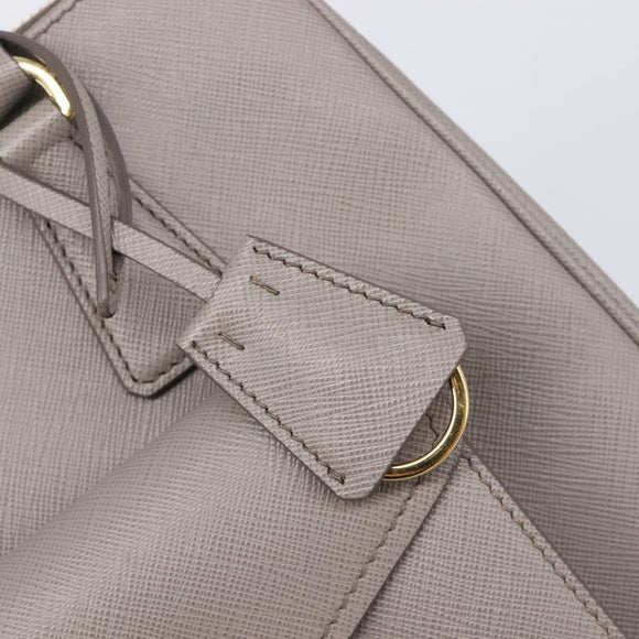 PRADA Galleria Hand Bag Safiano 2way Gray Gold Tone Auth 204854SAV