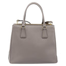 PRADA Galleria Hand Bag Safiano 2way Gray Gold Tone Auth 204854SAV-3