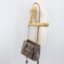 PRADA Galleria Hand Bag Safiano 2way Gray Gold Tone Auth 204854SAV-32