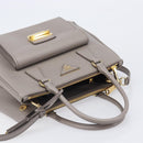 PRADA Galleria Hand Bag Safiano 2way Gray Gold Tone Auth 204854SAV-6
