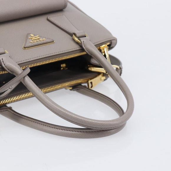 PRADA Galleria Hand Bag Safiano 2way Gray Gold Tone Auth 204854SAV