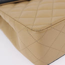 CHANEL Matelasse Chain Shoulder Bag Lamb Skin Beige Gold CC Auth 204855A-16