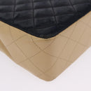 CHANEL Matelasse Chain Shoulder Bag Lamb Skin Beige Gold CC Auth 204855A-18