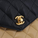 CHANEL Matelasse Chain Shoulder Bag Lamb Skin Beige Gold CC Auth 204855A-21