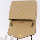 CHANEL Matelasse Chain Shoulder Bag Lamb Skin Beige Gold CC Auth 204855A-22