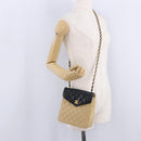 CHANEL Matelasse Chain Shoulder Bag Lamb Skin Beige Gold CC Auth 204855A-31